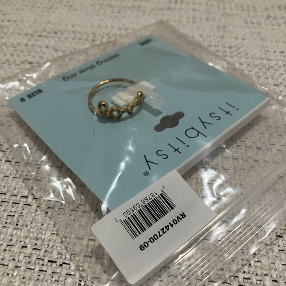 NWT Itsy Bitsy Love Cubic Zirconia 14K Gold Over Silver Ring Size 9 - Picture 5 of 5